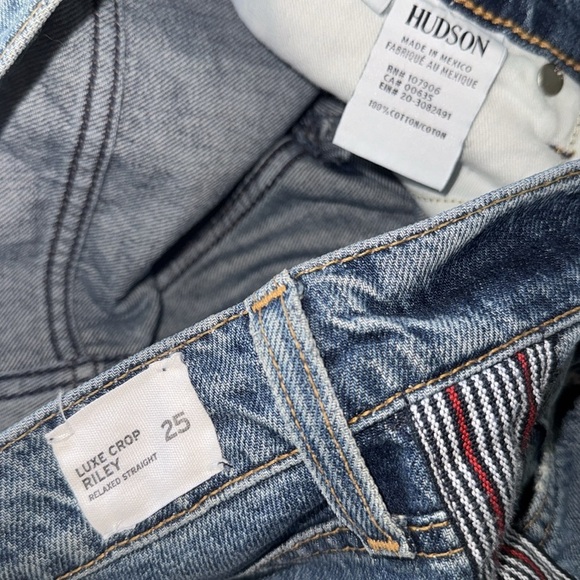 Hudson jeans luxe crop Riley relaxed straight NEW 25 slit at hem striped detail - Picture 8 of 10